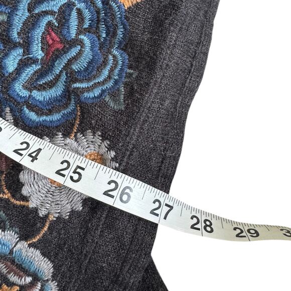 Johnny Was Biya Flower Embroidered Hooded Cardigan Charcoal Grey - Picture 15 of 15